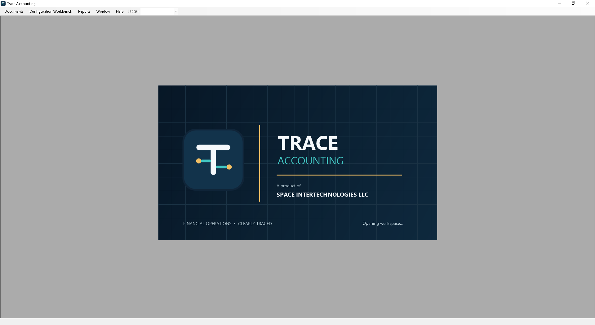Trace Accounting application splash screen